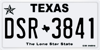 TX license plate DSR3841