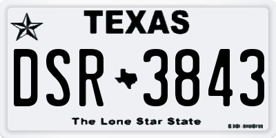 TX license plate DSR3843
