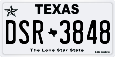 TX license plate DSR3848