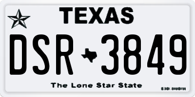TX license plate DSR3849