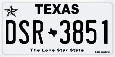 TX license plate DSR3851