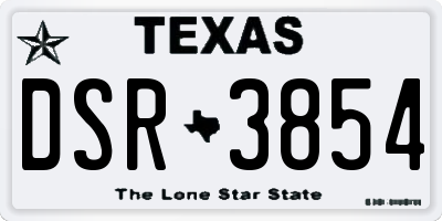 TX license plate DSR3854