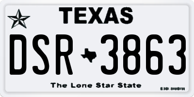 TX license plate DSR3863