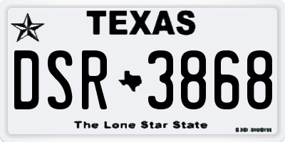 TX license plate DSR3868