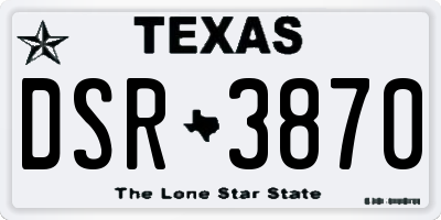TX license plate DSR3870