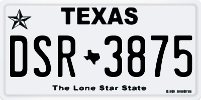 TX license plate DSR3875