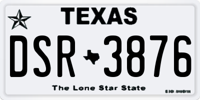 TX license plate DSR3876