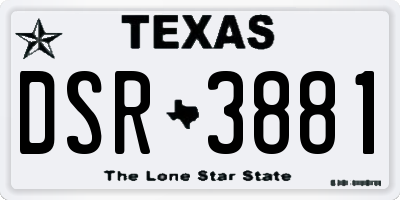 TX license plate DSR3881