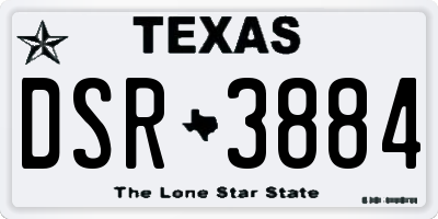 TX license plate DSR3884
