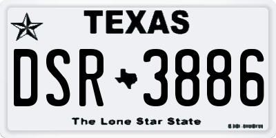 TX license plate DSR3886