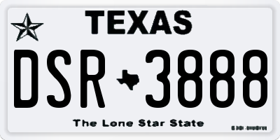 TX license plate DSR3888