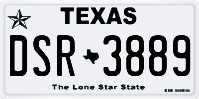 TX license plate DSR3889