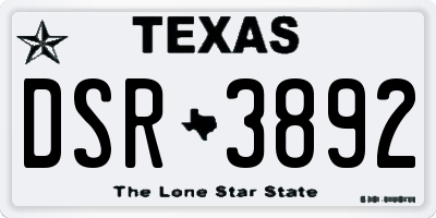 TX license plate DSR3892