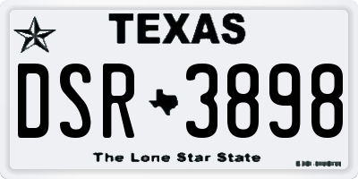 TX license plate DSR3898