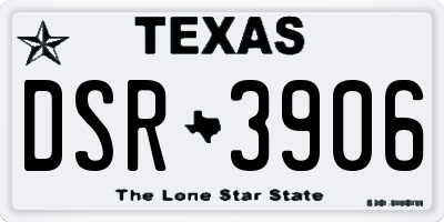 TX license plate DSR3906