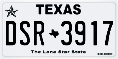 TX license plate DSR3917