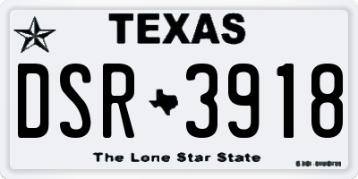 TX license plate DSR3918