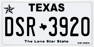 TX license plate DSR3920