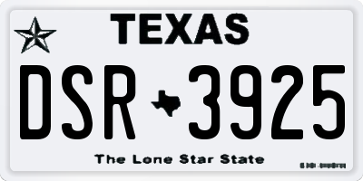 TX license plate DSR3925