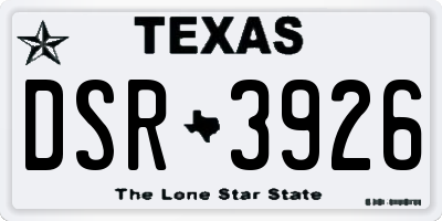 TX license plate DSR3926