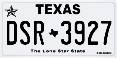 TX license plate DSR3927