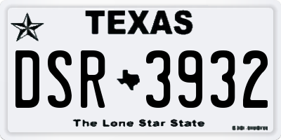 TX license plate DSR3932