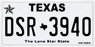 TX license plate DSR3940