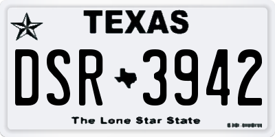 TX license plate DSR3942