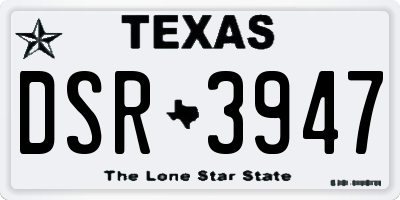 TX license plate DSR3947