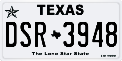 TX license plate DSR3948