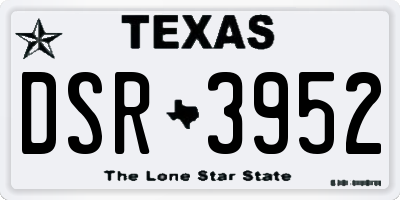 TX license plate DSR3952