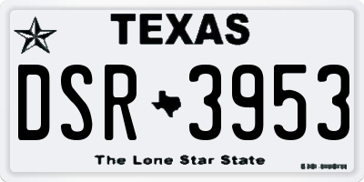 TX license plate DSR3953