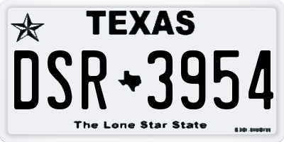 TX license plate DSR3954