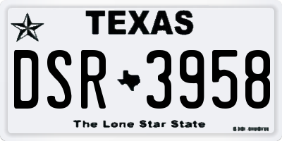 TX license plate DSR3958