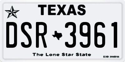 TX license plate DSR3961