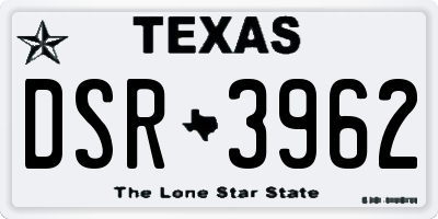 TX license plate DSR3962