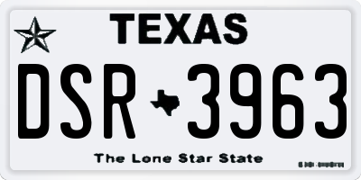 TX license plate DSR3963