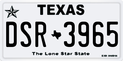 TX license plate DSR3965