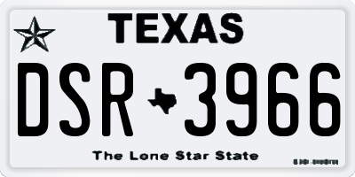 TX license plate DSR3966