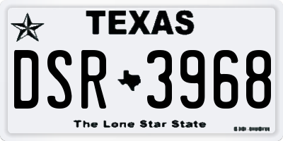 TX license plate DSR3968