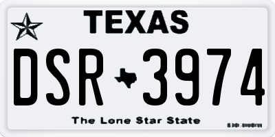 TX license plate DSR3974