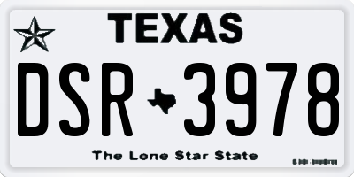 TX license plate DSR3978