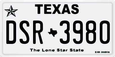 TX license plate DSR3980