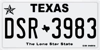 TX license plate DSR3983