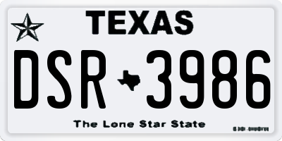 TX license plate DSR3986