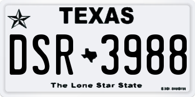 TX license plate DSR3988