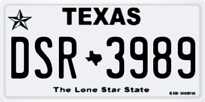 TX license plate DSR3989