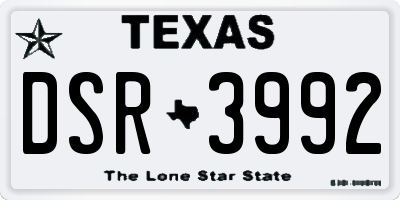 TX license plate DSR3992