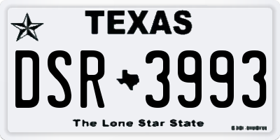 TX license plate DSR3993