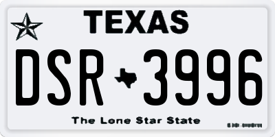 TX license plate DSR3996